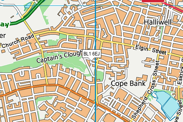 BL1 6EJ map - OS VectorMap District (Ordnance Survey)