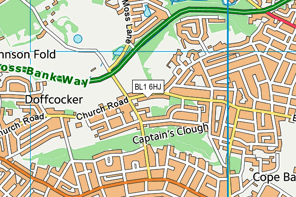 Captains Clough map (BL1 6HJ) - OS VectorMap District (Ordnance Survey)