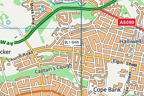 BL1 6HW map - OS VectorMap District (Ordnance Survey)