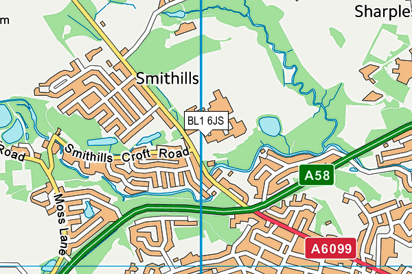 Smithills Community Sports Centre map (BL1 6JS) - OS VectorMap District (Ordnance Survey)