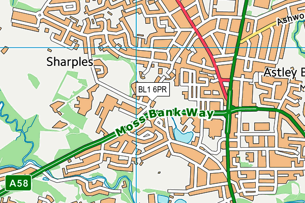 BL1 6PR map - OS VectorMap District (Ordnance Survey)