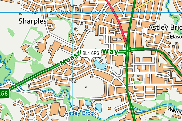 BL1 6PS map - OS VectorMap District (Ordnance Survey)