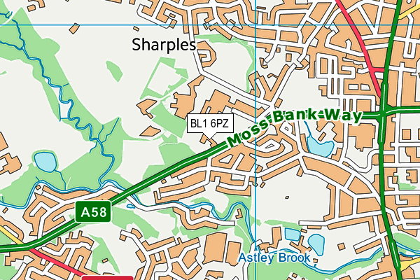 Astley Bridge Cricket Club map (BL1 6PZ) - OS VectorMap District (Ordnance Survey)