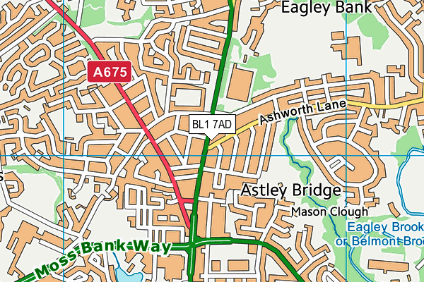 BL1 7AD map - OS VectorMap District (Ordnance Survey)