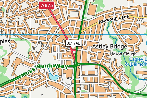 BL1 7AE map - OS VectorMap District (Ordnance Survey)