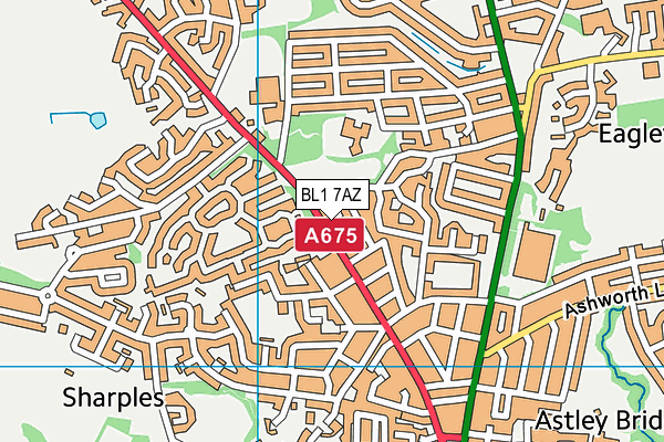 BL1 7AZ map - OS VectorMap District (Ordnance Survey)