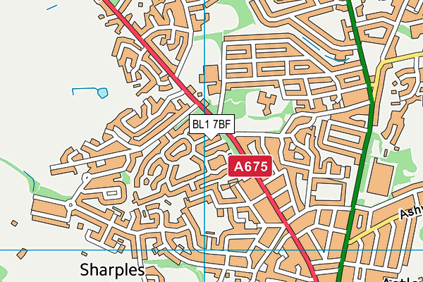 BL1 7BF map - OS VectorMap District (Ordnance Survey)