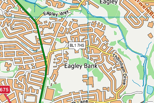 The Oaks Primary School map (BL1 7HS) - OS VectorMap District (Ordnance Survey)