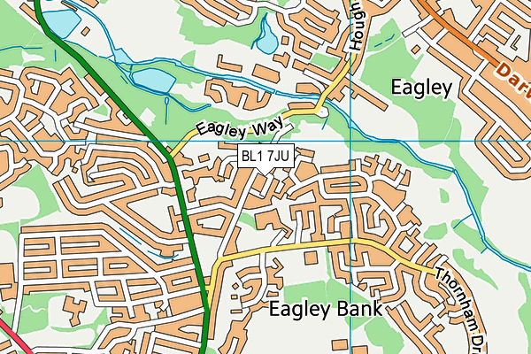 BL1 7JU map - OS VectorMap District (Ordnance Survey)