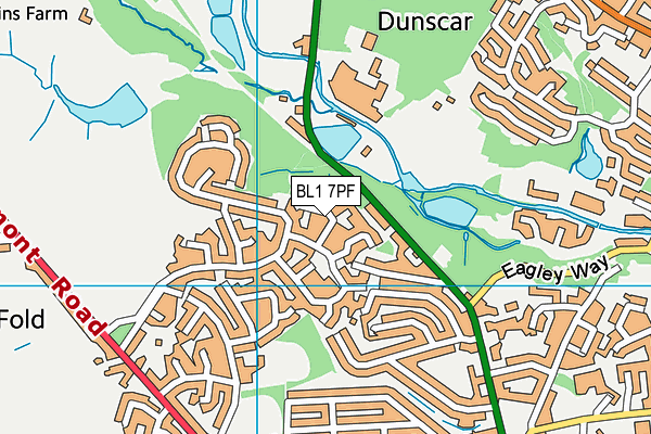 BL1 7PF map - OS VectorMap District (Ordnance Survey)