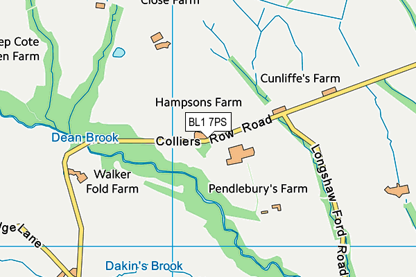 BL1 7PS map - OS VectorMap District (Ordnance Survey)