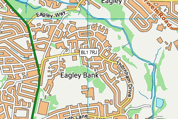 BL1 7RJ map - OS VectorMap District (Ordnance Survey)