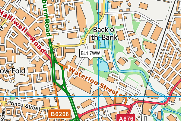 BL1 7WW map - OS VectorMap District (Ordnance Survey)