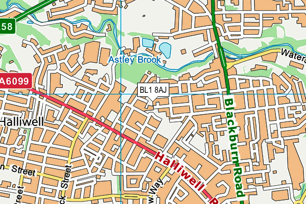 BL1 8AJ map - OS VectorMap District (Ordnance Survey)