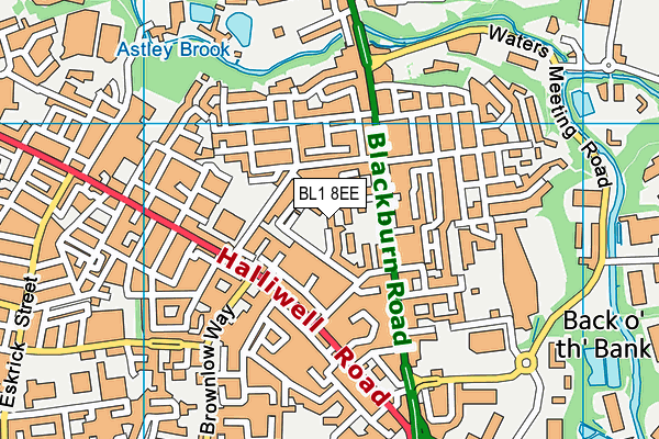 BL1 8EE map - OS VectorMap District (Ordnance Survey)