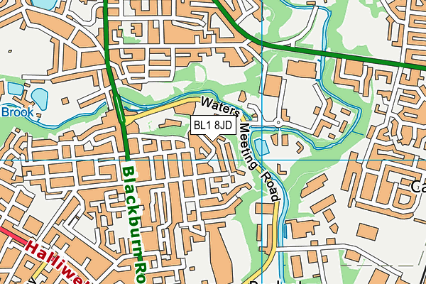 BL1 8JD map - OS VectorMap District (Ordnance Survey)