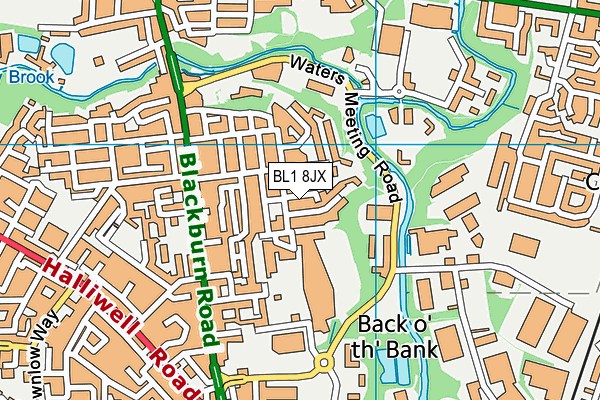 BL1 8JX map - OS VectorMap District (Ordnance Survey)