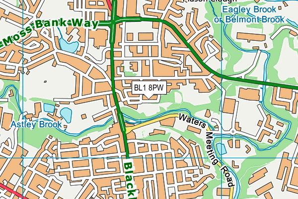 BL1 8PW map - OS VectorMap District (Ordnance Survey)