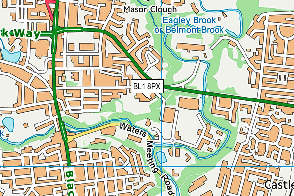 BL1 8PX map - OS VectorMap District (Ordnance Survey)