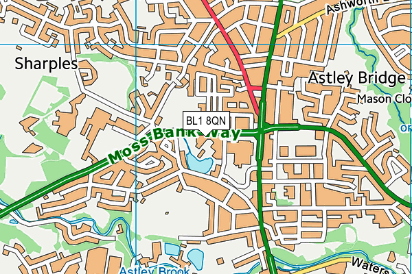 BL1 8QN map - OS VectorMap District (Ordnance Survey)