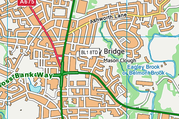 BL1 8TD map - OS VectorMap District (Ordnance Survey)