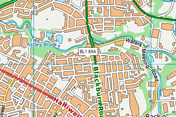 BL1 8XA map - OS VectorMap District (Ordnance Survey)