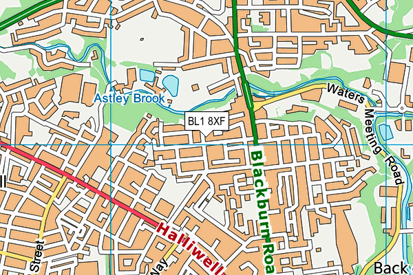 BL1 8XF map - OS VectorMap District (Ordnance Survey)