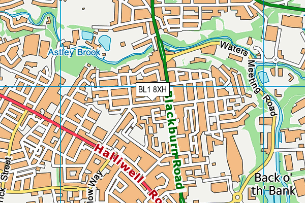 BL1 8XH map - OS VectorMap District (Ordnance Survey)