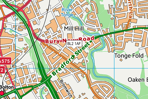 BL2 1AF map - OS VectorMap District (Ordnance Survey)