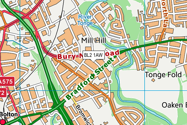 BL2 1AW map - OS VectorMap District (Ordnance Survey)