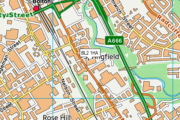 Jd Gyms (Bolton) map (BL2 1HA) - OS VectorMap District (Ordnance Survey)
