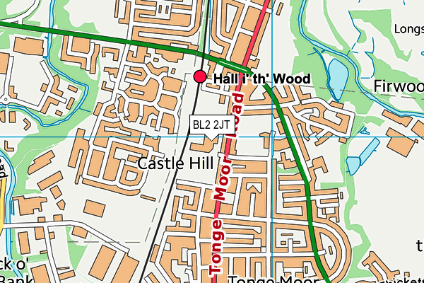 Castle Hill Primary School map (BL2 2JT) - OS VectorMap District (Ordnance Survey)