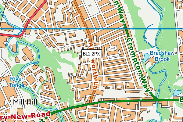 BL2 2PX map - OS VectorMap District (Ordnance Survey)