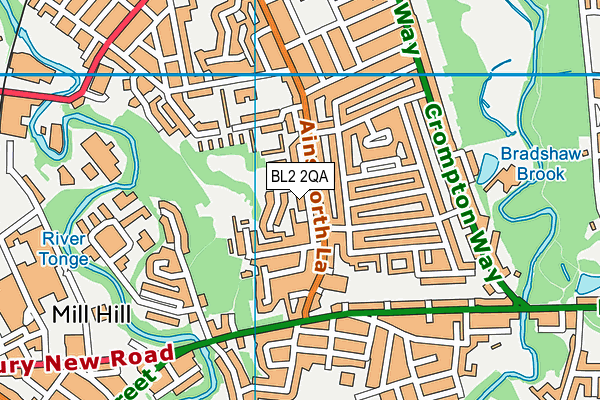 BL2 2QA map - OS VectorMap District (Ordnance Survey)