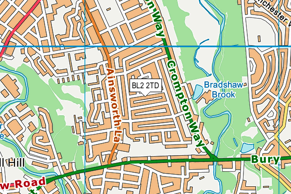 BL2 2TD map - OS VectorMap District (Ordnance Survey)
