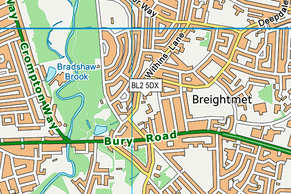 BL2 5DX map - OS VectorMap District (Ordnance Survey)
