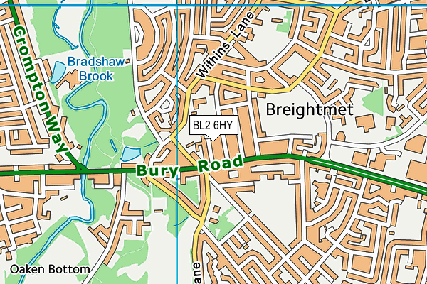 BL2 6HY map - OS VectorMap District (Ordnance Survey)