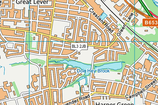 Bolton Cricket Club map (BL3 2JB) - OS VectorMap District (Ordnance Survey)