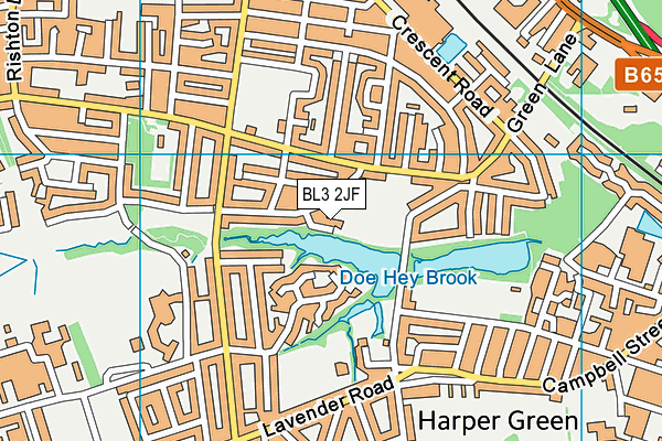 BL3 2JF map - OS VectorMap District (Ordnance Survey)