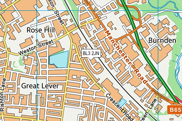 BL3 2JN map - OS VectorMap District (Ordnance Survey)