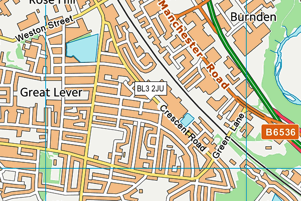 BL3 2JU map - OS VectorMap District (Ordnance Survey)