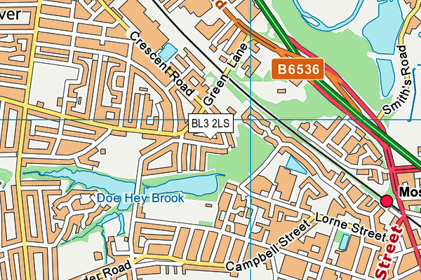 BL3 2LS map - OS VectorMap District (Ordnance Survey)