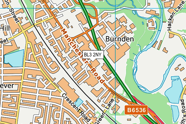 BL3 2NY map - OS VectorMap District (Ordnance Survey)