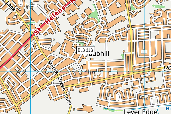 BL3 3JS map - OS VectorMap District (Ordnance Survey)