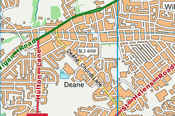 BL3 4HW map - OS VectorMap District (Ordnance Survey)