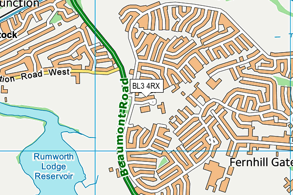 Beaumont Primary School map (BL3 4RX) - OS VectorMap District (Ordnance Survey)