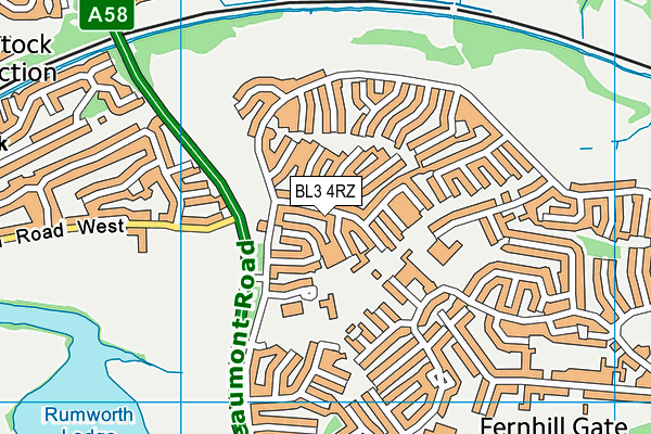 BL3 4RZ map - OS VectorMap District (Ordnance Survey)