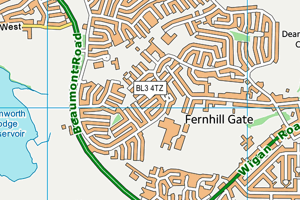 BL3 4TZ map - OS VectorMap District (Ordnance Survey)