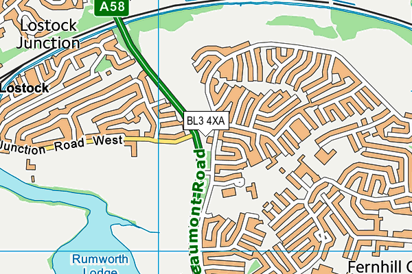 BL3 4XA map - OS VectorMap District (Ordnance Survey)