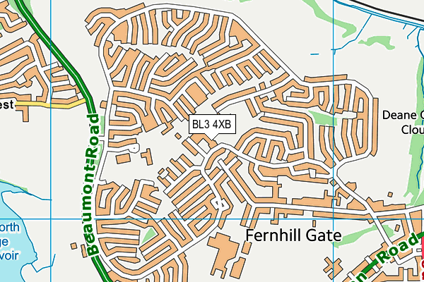 BL3 4XB map - OS VectorMap District (Ordnance Survey)